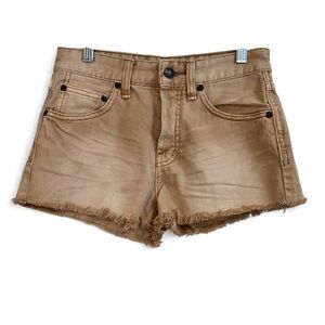 Free People Brown Frayed Jean Shorts